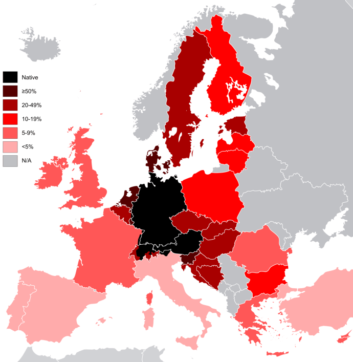 German Speaking Population in Europe